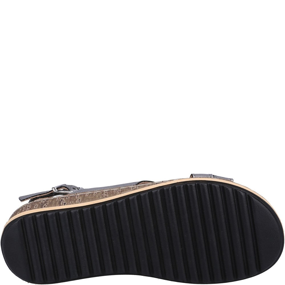 Sandal Ladies Summer Pewter Hush Puppies Elena Cross Over Wedge Sandal