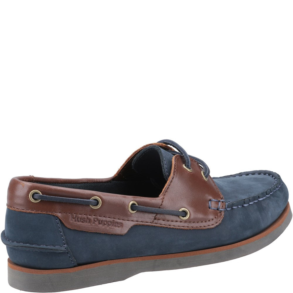 Slip On Ladies Shoes Navy/Tan Hush Puppies Hattie Boat Shoe
