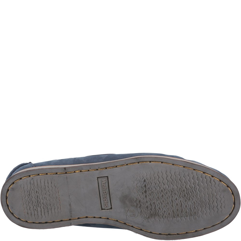 Slip On Ladies Shoes Navy/Tan Hush Puppies Hattie Boat Shoe