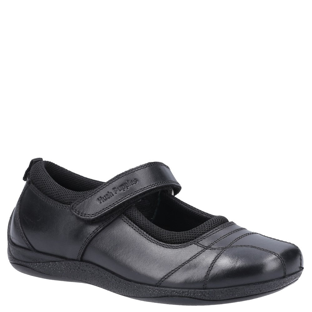 Girls BTS Black Hush Puppies Clara Senior School Shoe