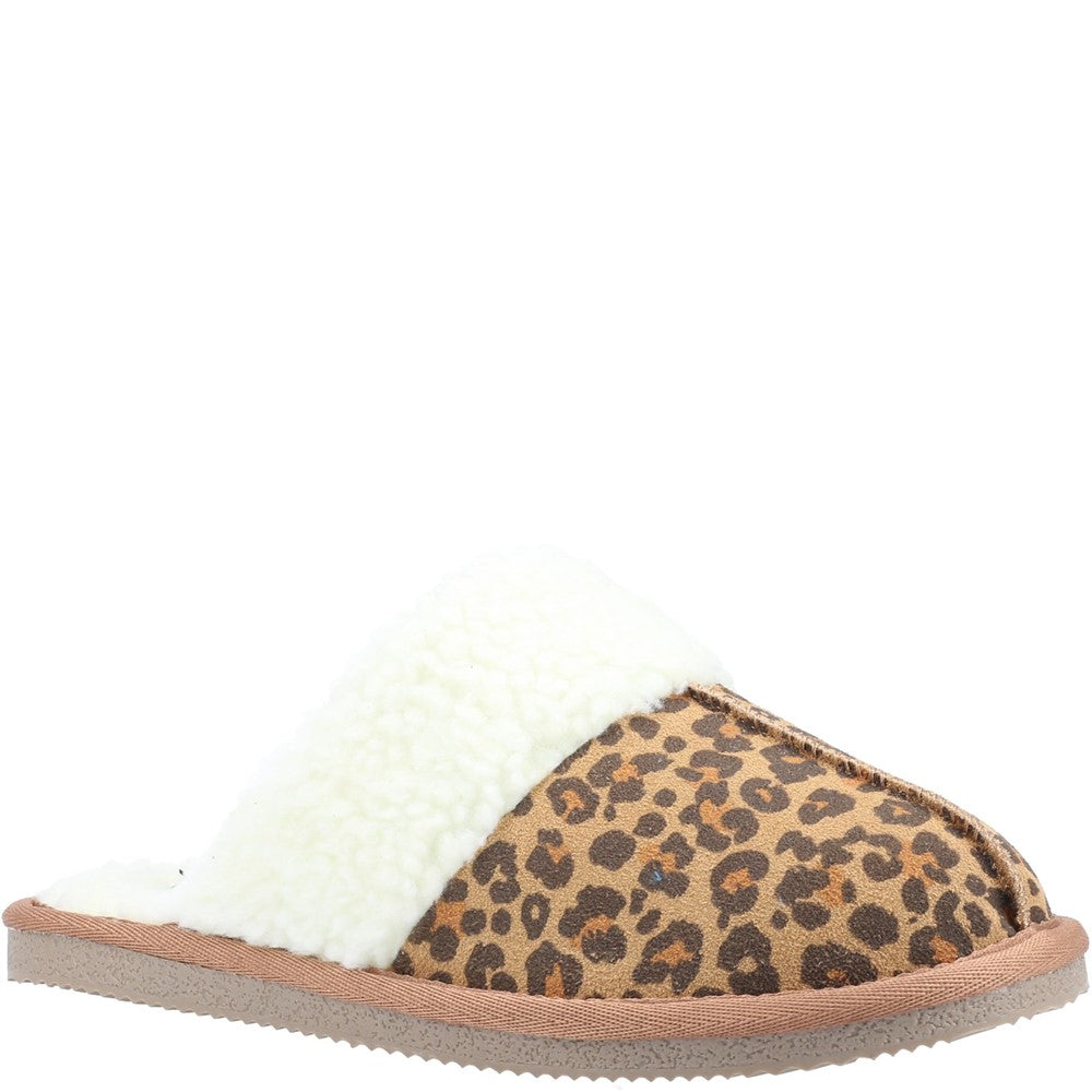 Classic Ladies Slippers Leopard Print Hush Puppies Arianna Mule Slippers