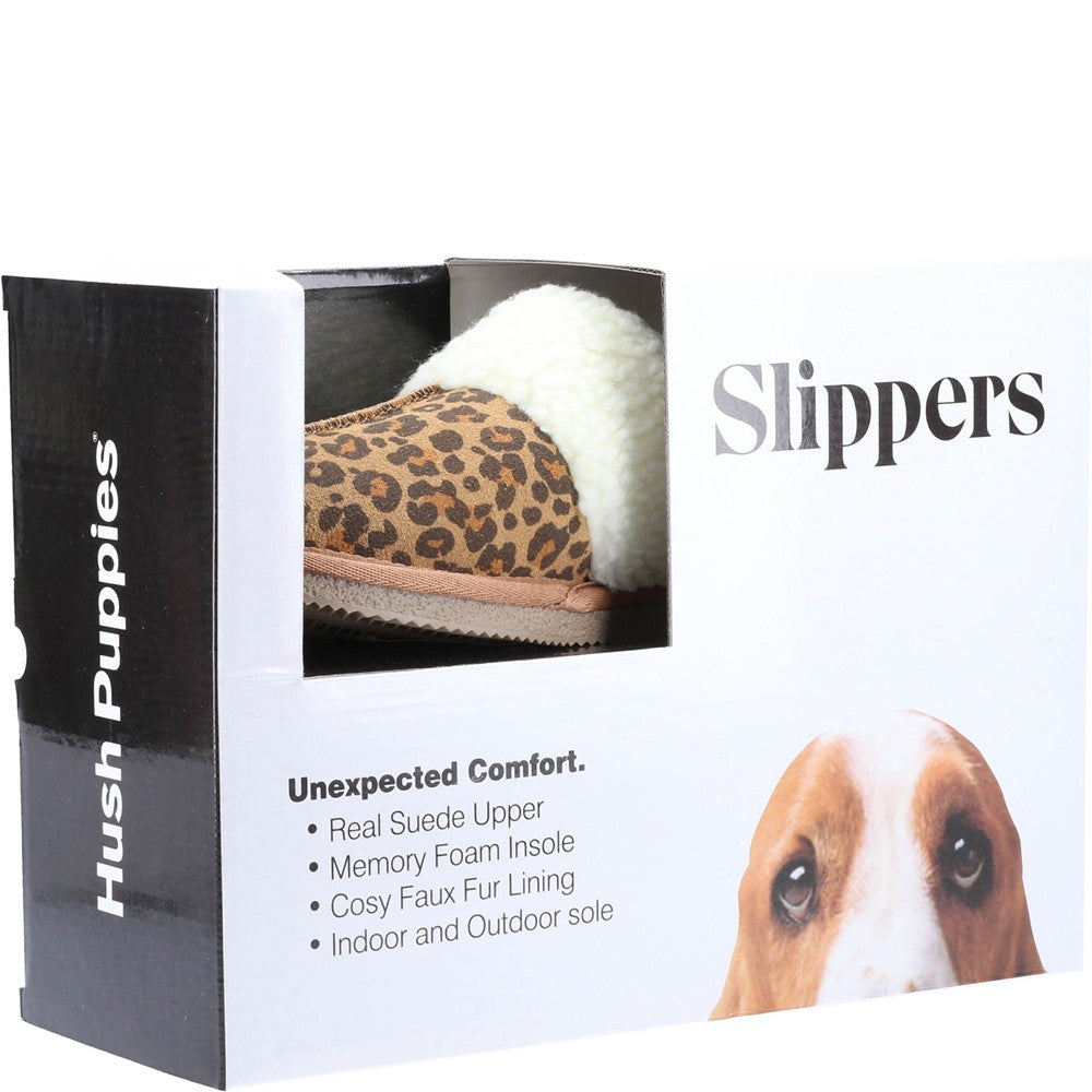 Classic Ladies Slippers Leopard Print Hush Puppies Arianna Mule Slippers