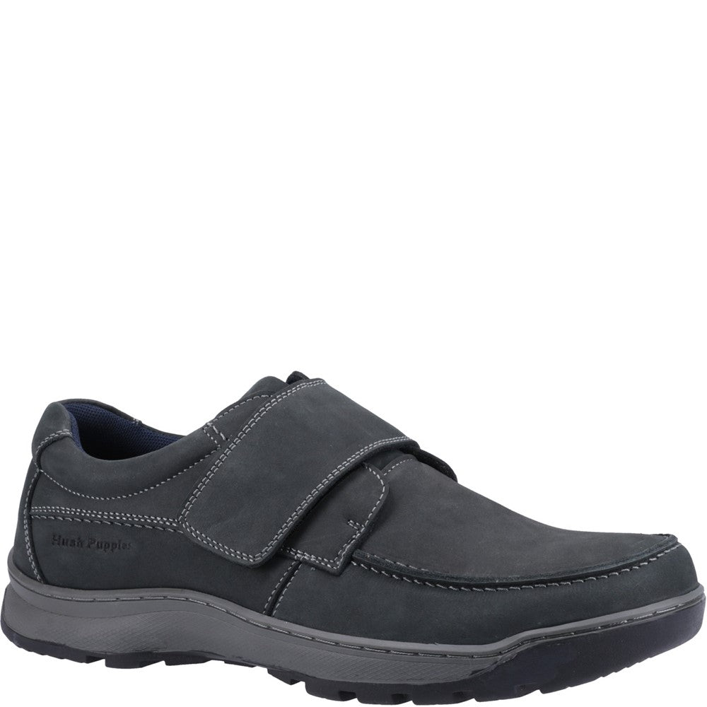Mens Classic Touch Fastening Shoes Navy Nubuck Hush Puppies Casper Touch Fastening Shoes