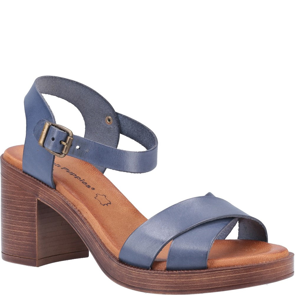Ladies Heeled Sandals Blue Hush Puppies Georgia Sandal