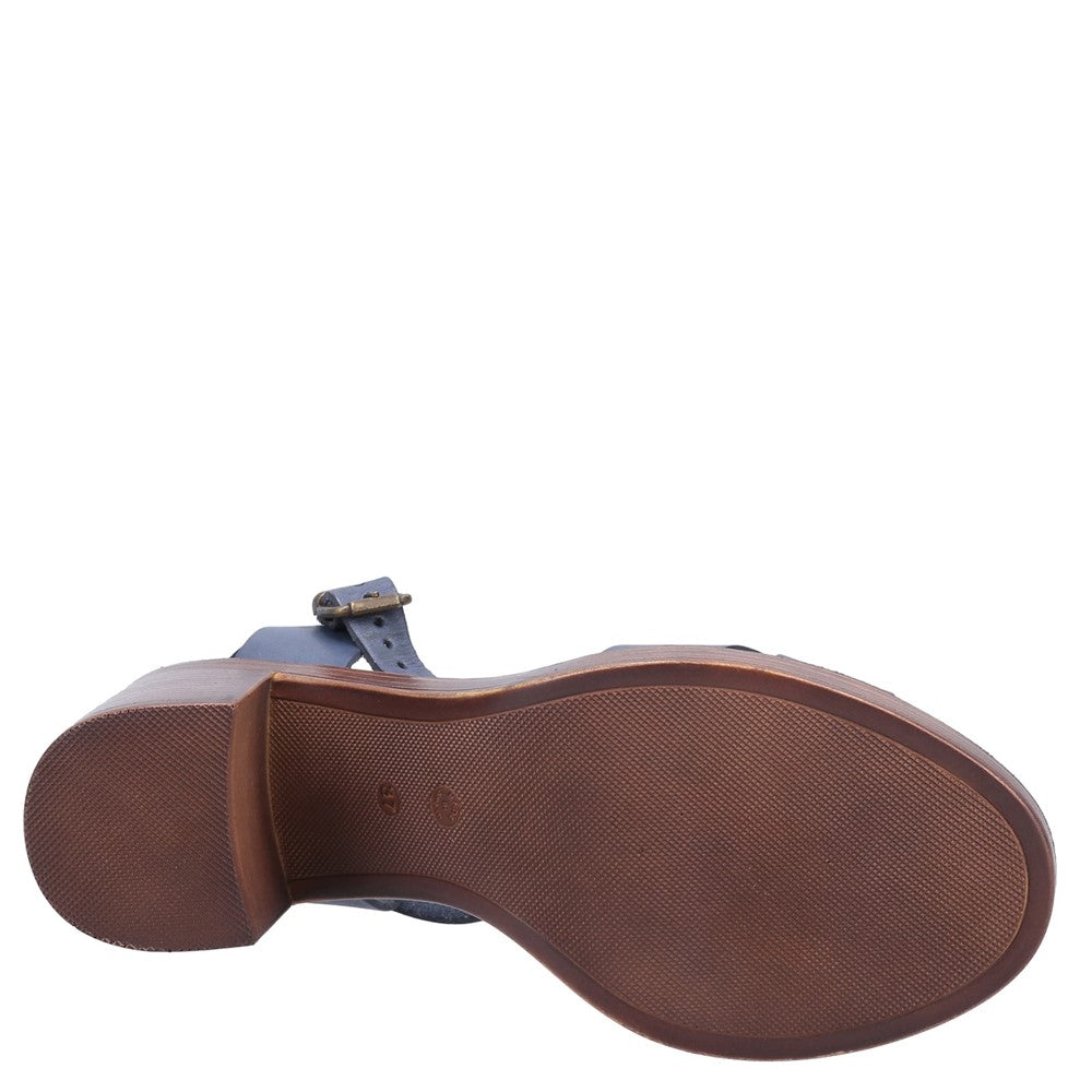 Ladies Heeled Sandals Blue Hush Puppies Georgia Sandal
