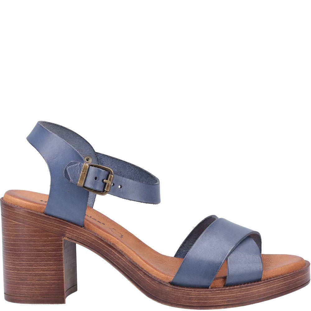 Ladies Heeled Sandals Blue Hush Puppies Georgia Sandal
