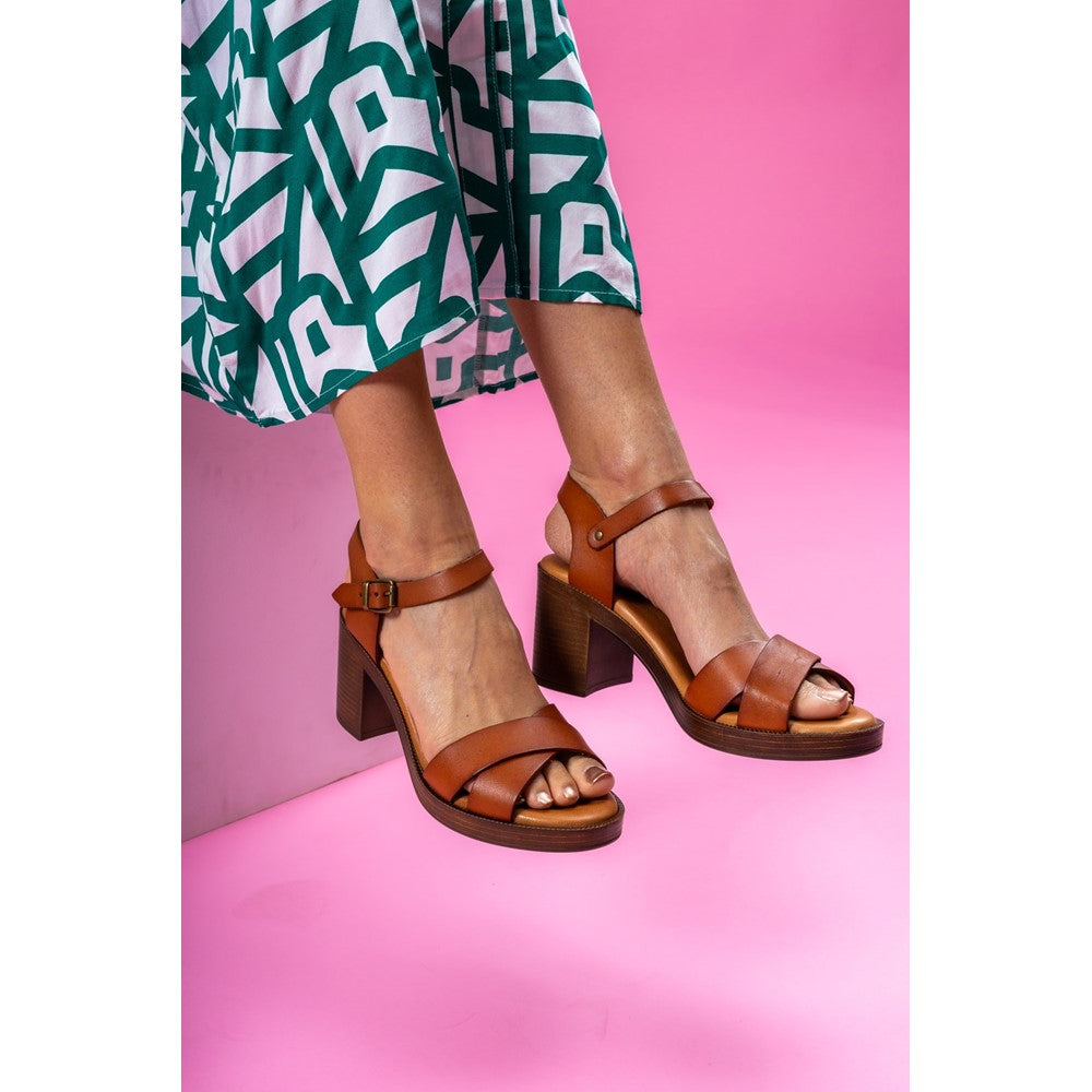Ladies Heeled Sandals Tan Hush Puppies Georgia Sandal