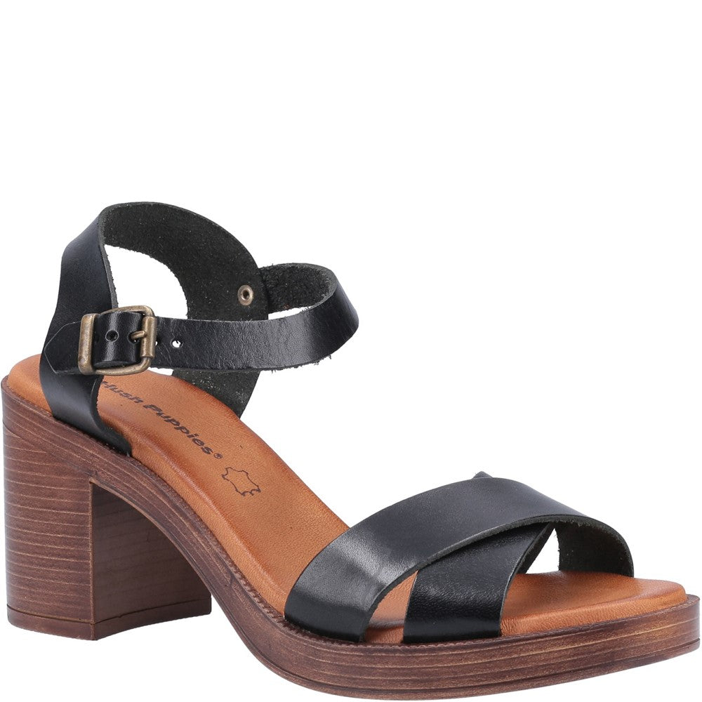 Ladies Heeled Sandals Black/Tan Hush Puppies Georgia Sandal