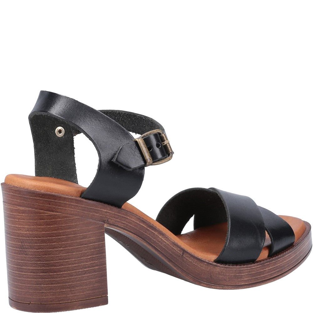 Ladies Heeled Sandals Black/Tan Hush Puppies Georgia Sandal