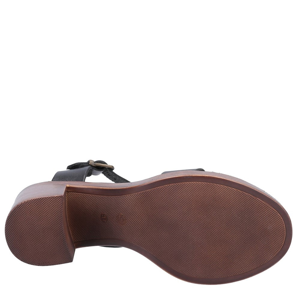 Ladies Heeled Sandals Black/Tan Hush Puppies Georgia Sandal