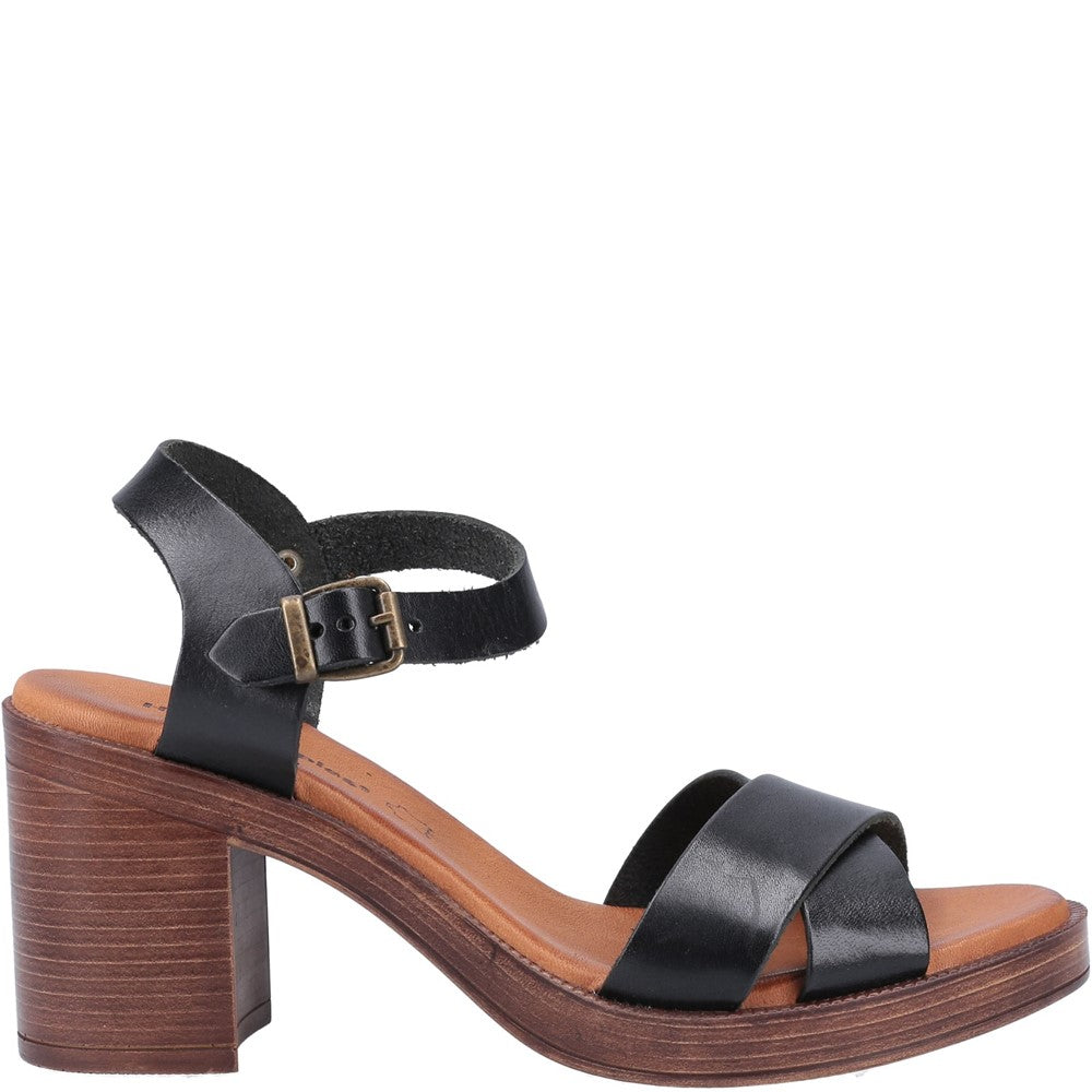 Ladies Heeled Sandals Black/Tan Hush Puppies Georgia Sandal