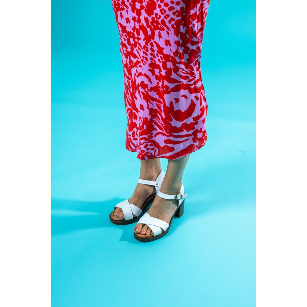 Ladies Heeled Sandals White Hush Puppies Georgia Sandal