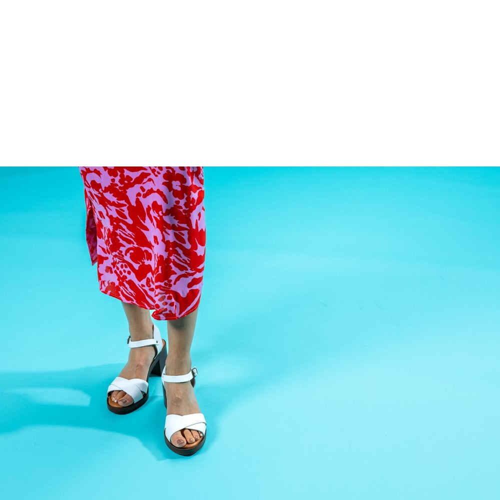 Ladies Heeled Sandals White Hush Puppies Georgia Sandal