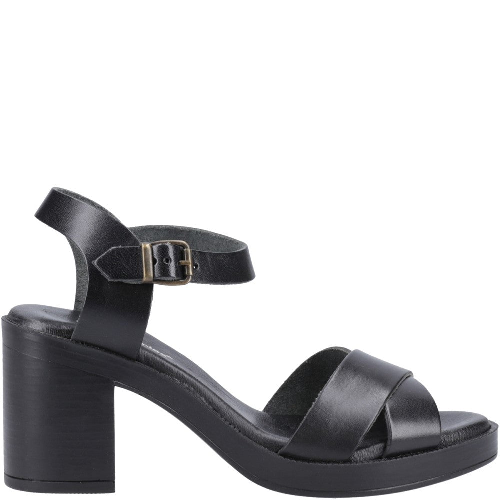 Ladies Heeled Sandals Black Hush Puppies Georgia Sandal