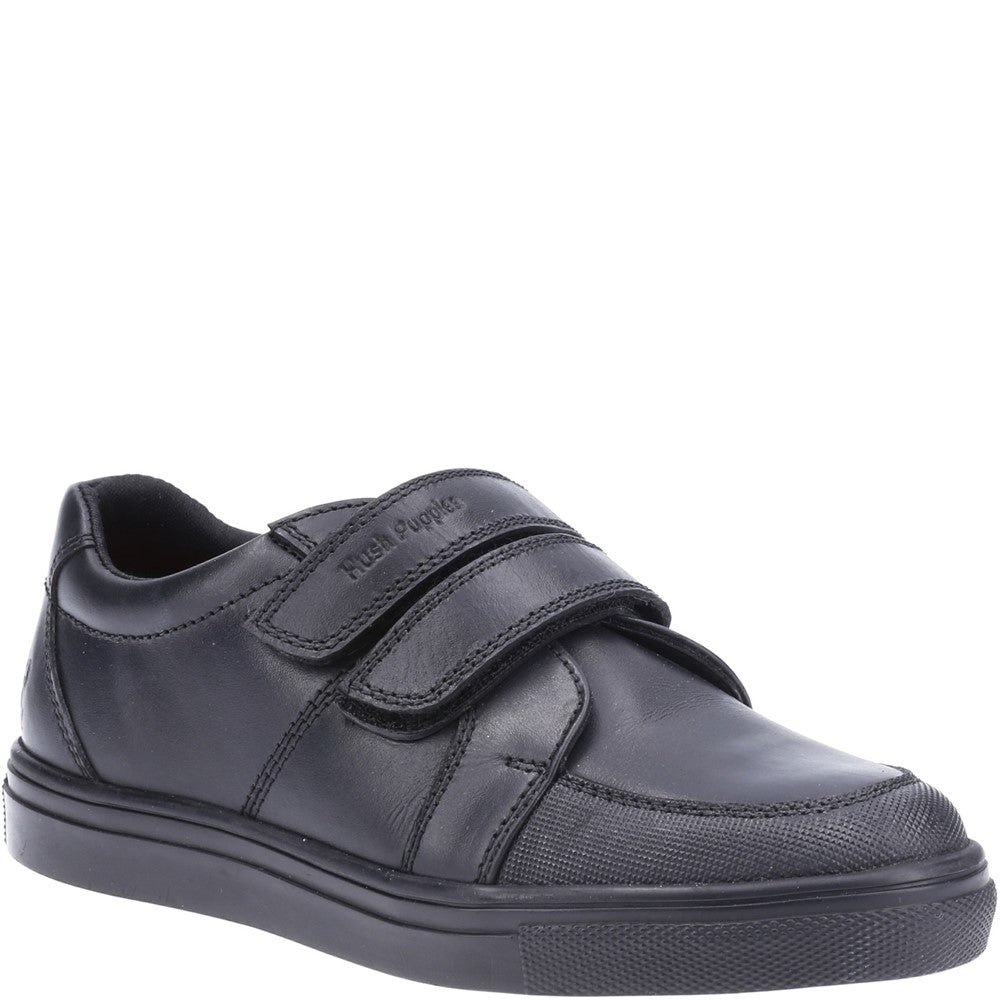 Boys BTS Black Hush Puppies Santos Junior School Shoe