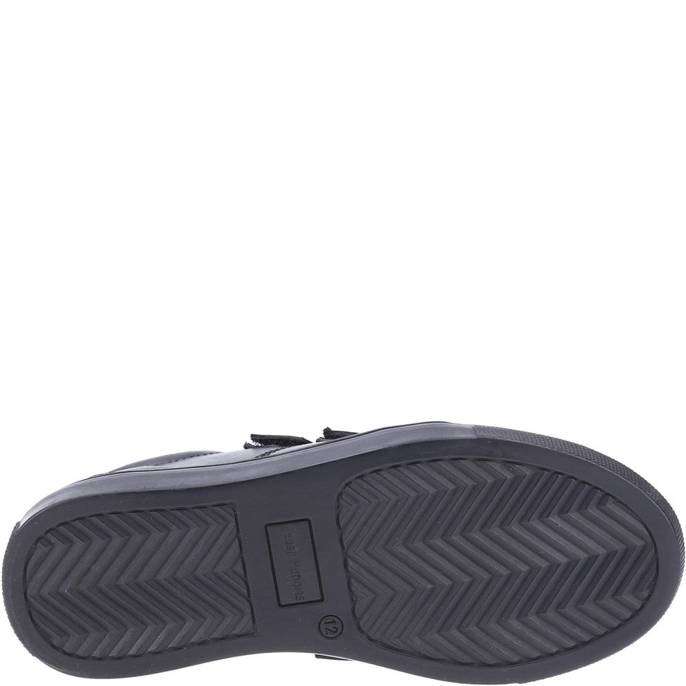 Boys BTS Black Hush Puppies Santos Junior School Shoe