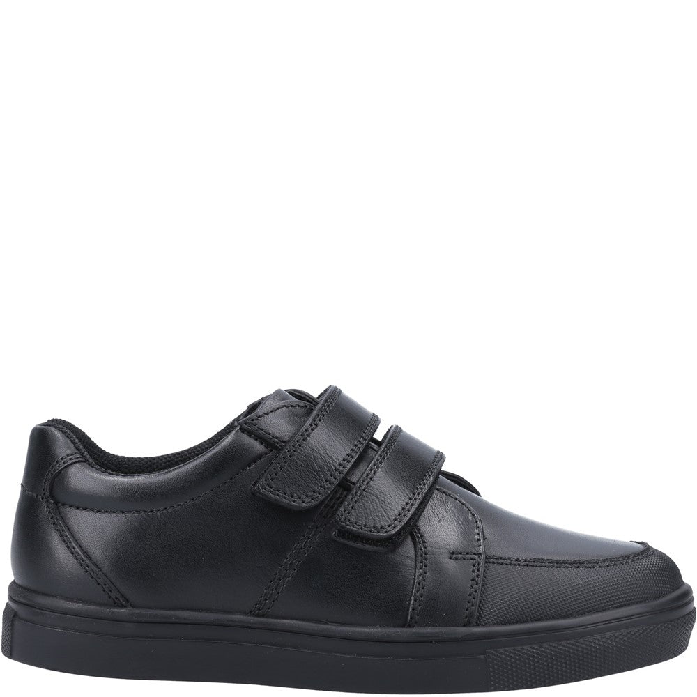 Boys BTS Black Hush Puppies Santos Junior School Shoe