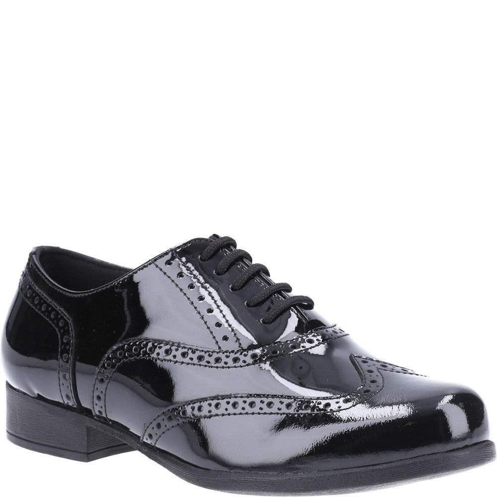 Girls BTS Black Hush Puppies Kada Junior Patent School Shoe