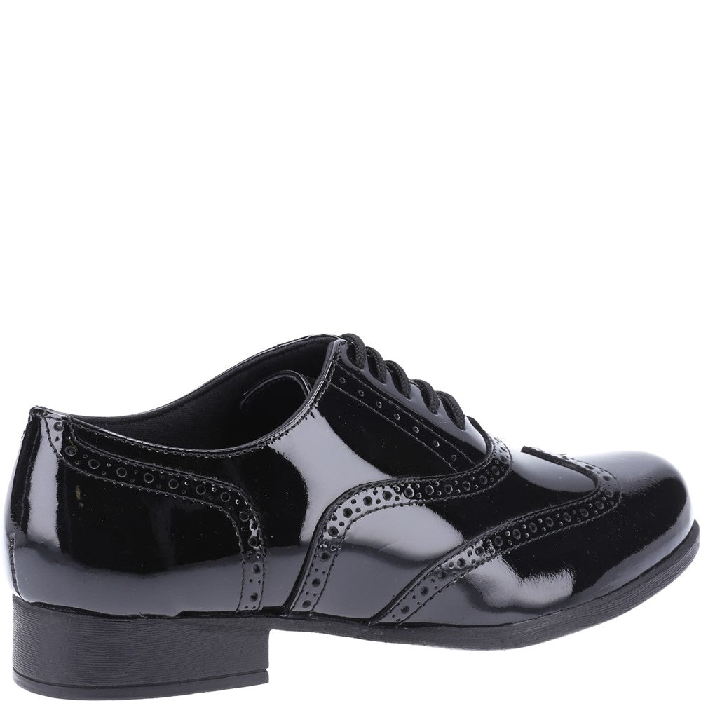 Girls BTS Black Hush Puppies Kada Junior Patent School Shoe
