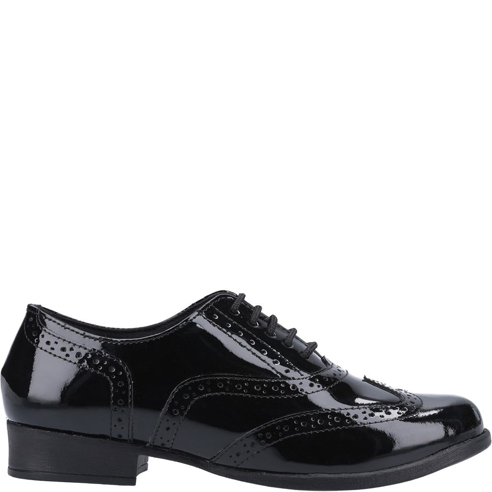 Girls BTS Black Hush Puppies Kada Junior Patent School Shoe