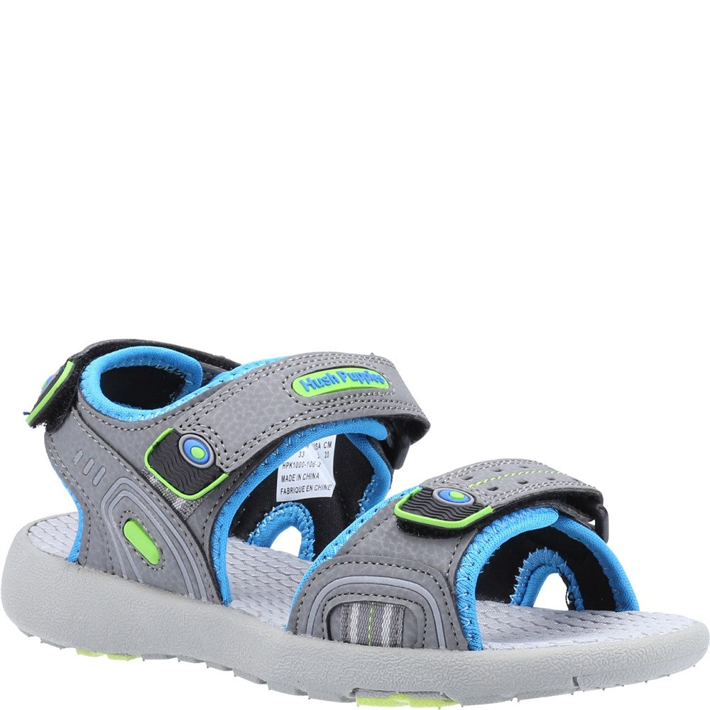 BOYS SUMMER Grey Hush Puppies Mario Quarter Strap Sandal