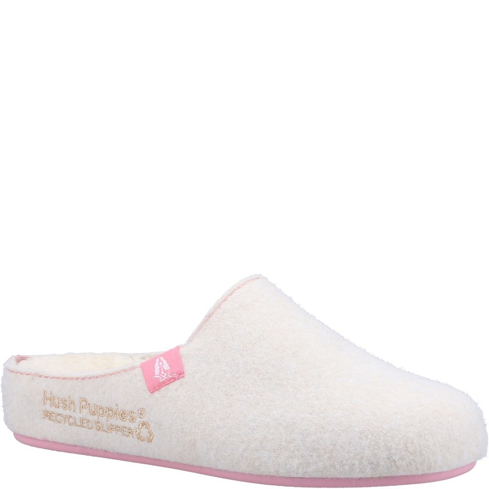 Classic Ladies Slippers White/Pink Hush Puppies The Good Slipper