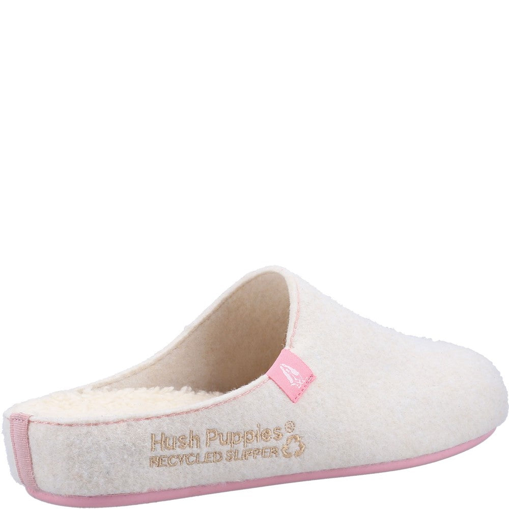 Classic Ladies Slippers White/Pink Hush Puppies The Good Slipper