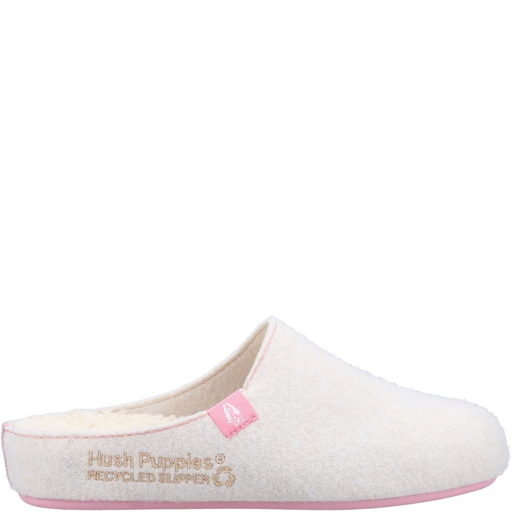 Classic Ladies Slippers White/Pink Hush Puppies The Good Slipper