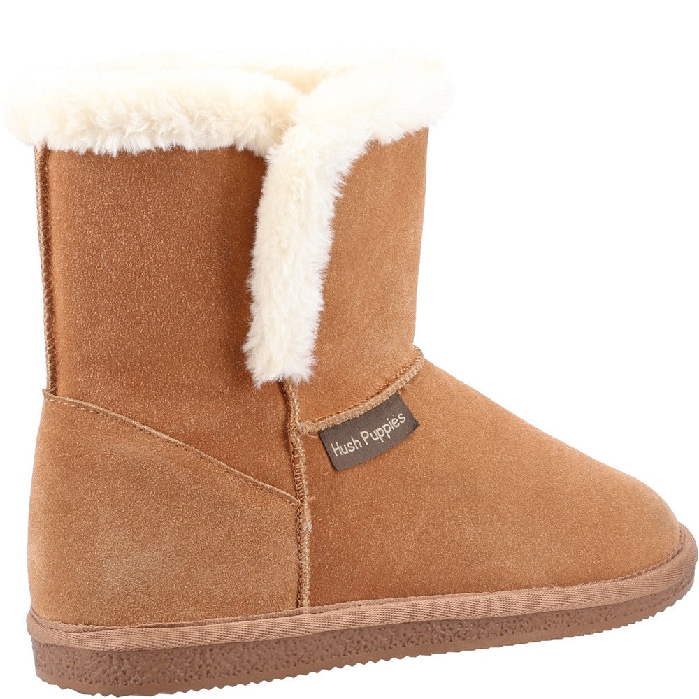 Classic Ladies Slippers Tan Hush Puppies Ashleigh Slipper Bootie