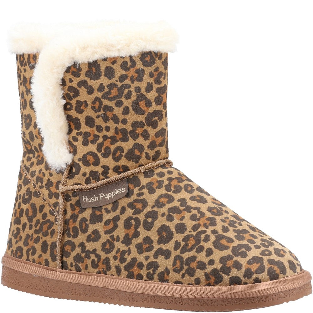 Classic Ladies Slippers Leopard Print Hush Puppies Ashleigh Slipper Bootie