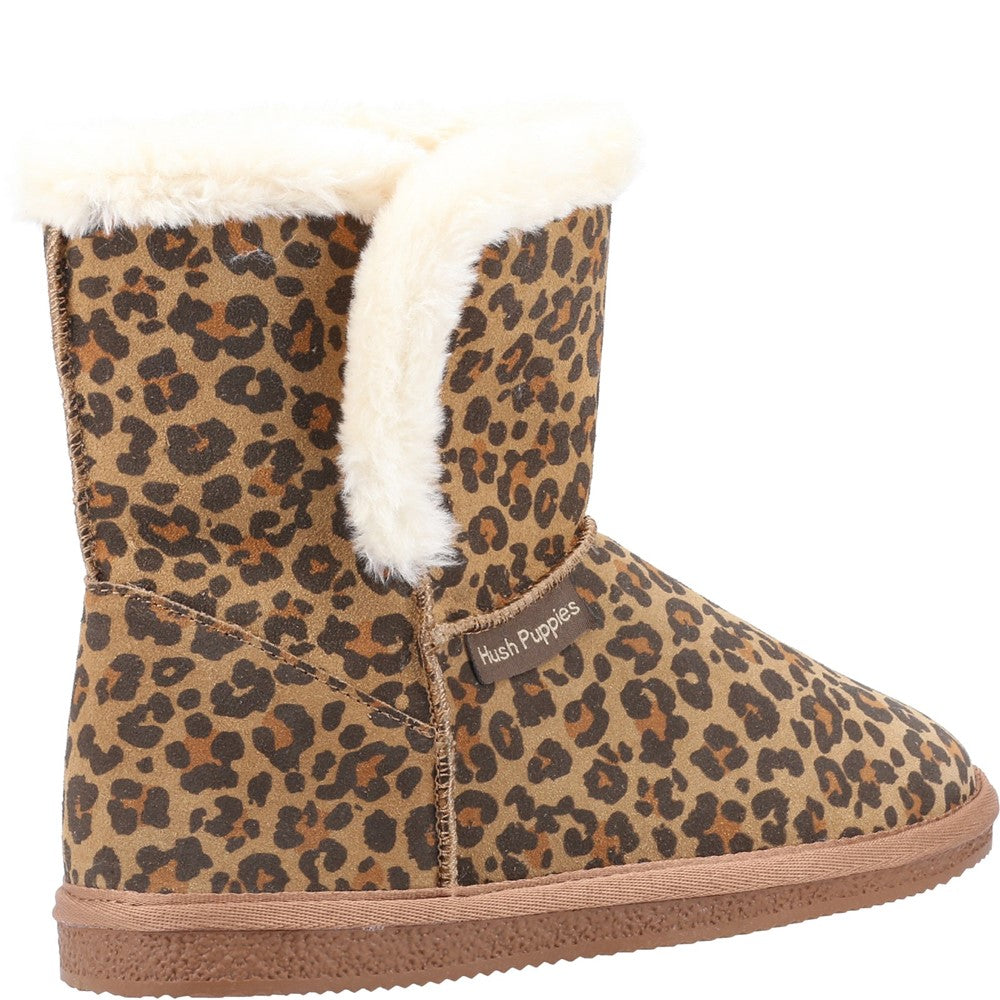 Classic Ladies Slippers Leopard Print Hush Puppies Ashleigh Slipper Bootie
