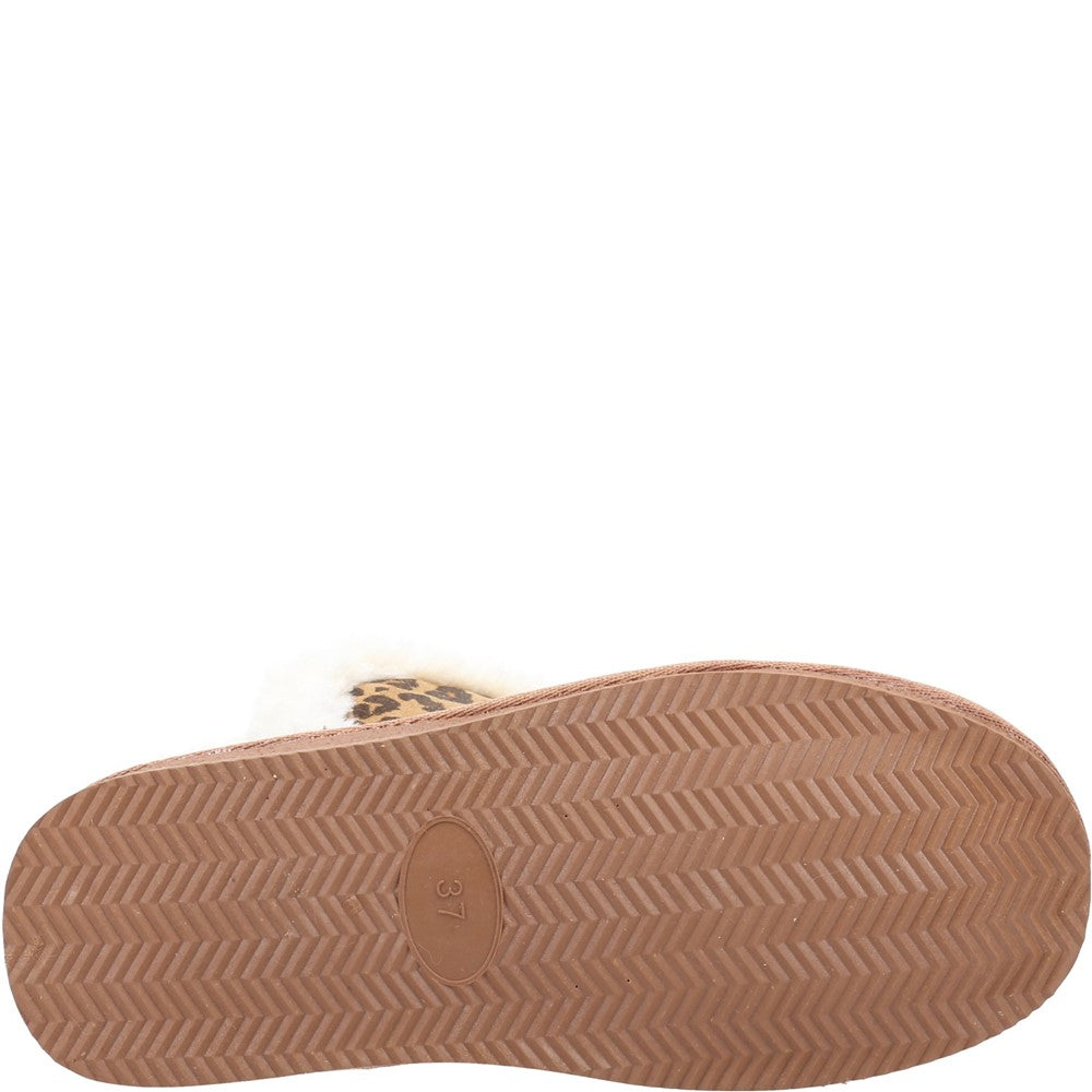 Classic Ladies Slippers Leopard Print Hush Puppies Ashleigh Slipper Bootie