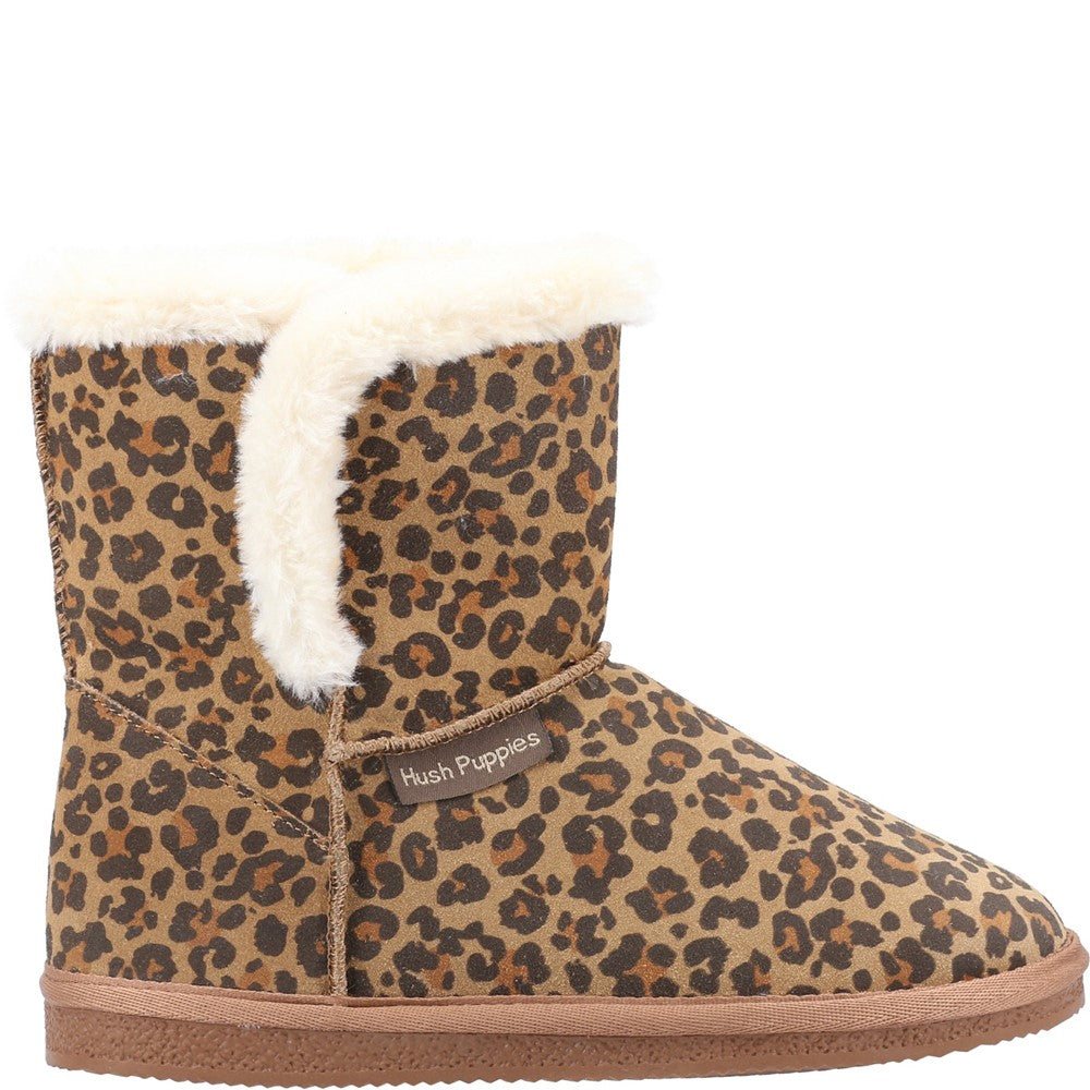 Classic Ladies Slippers Leopard Print Hush Puppies Ashleigh Slipper Bootie