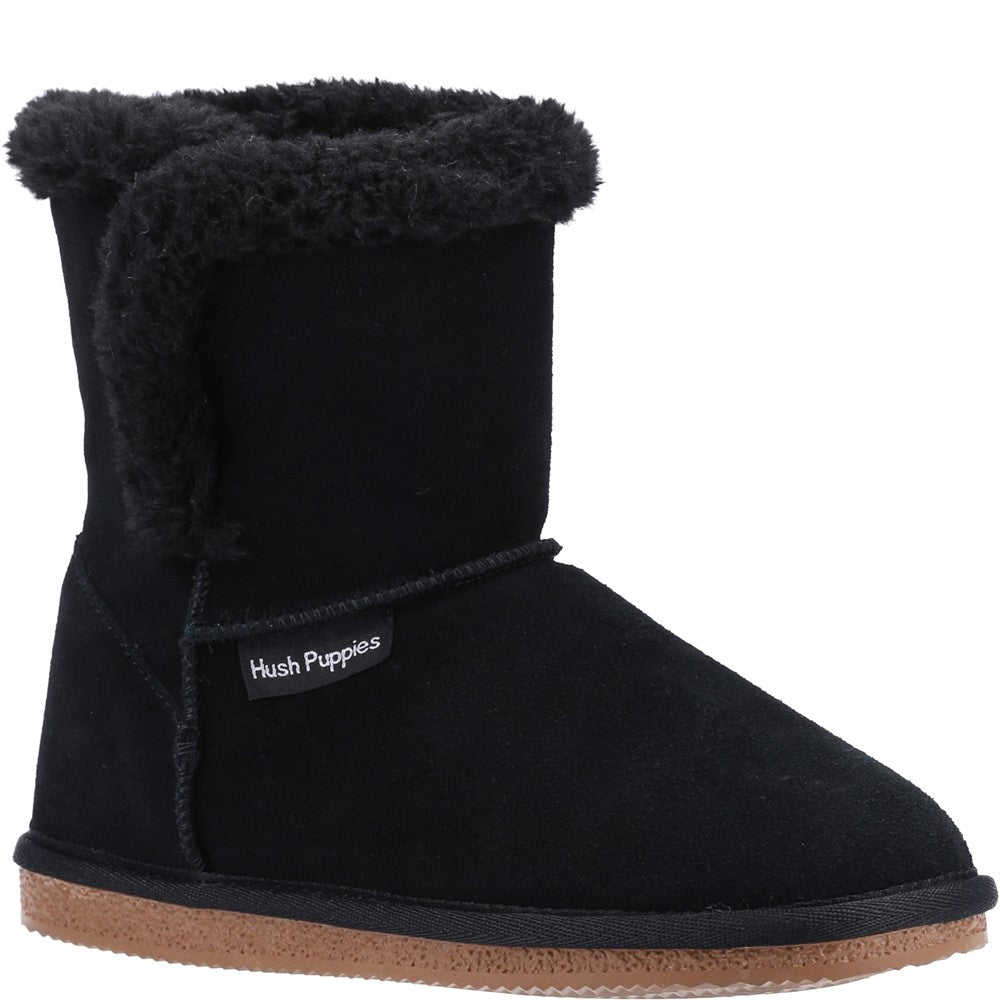 Classic Ladies Slippers Black Hush Puppies Ashleigh Slipper Bootie