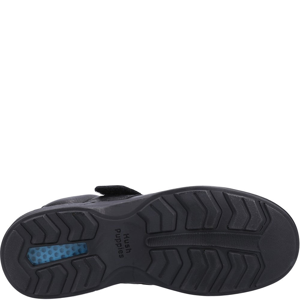Mens Classic Touch Fastening Shoes Black Hush Puppies ROMAN Touch Fastening