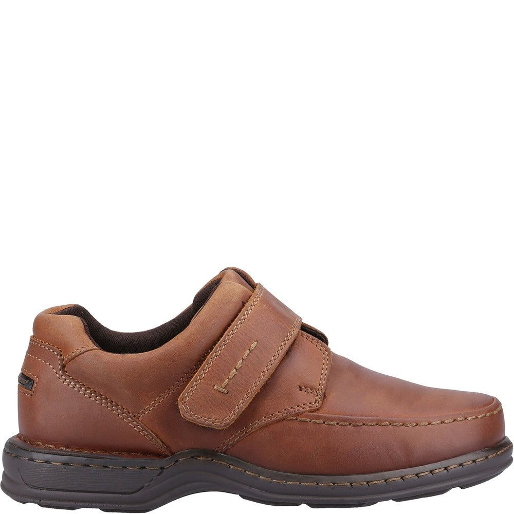 Mens Classic Touch Fastening Shoes Brown Hush Puppies ROMAN Touch Fastening