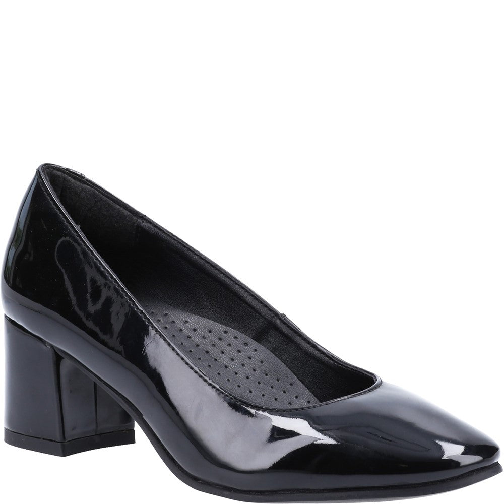 Court Ladies Shoes Black Hush Puppies Anna Patent Court Shoes