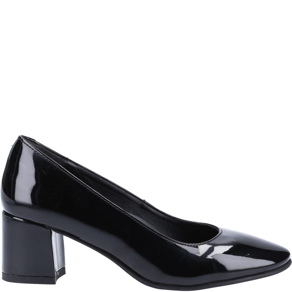 Court Ladies Shoes Black Hush Puppies Anna Patent Court Shoes