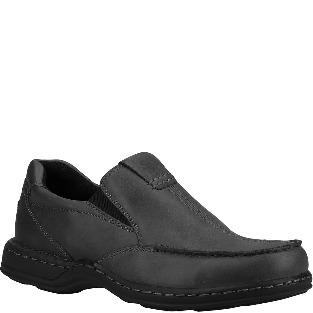 Mens Classic Slip On Shoes Black Hush Puppies Ronnie Shoe