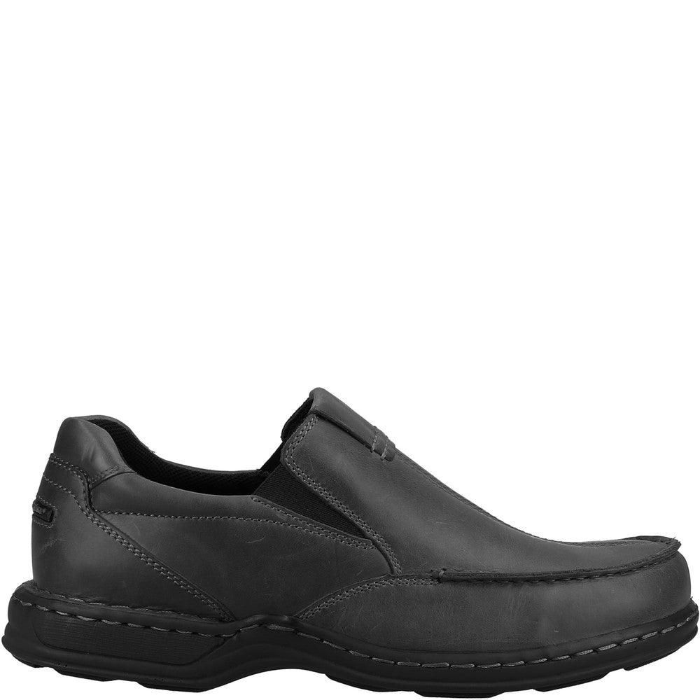 Mens Classic Slip On Shoes Black Hush Puppies Ronnie Shoe