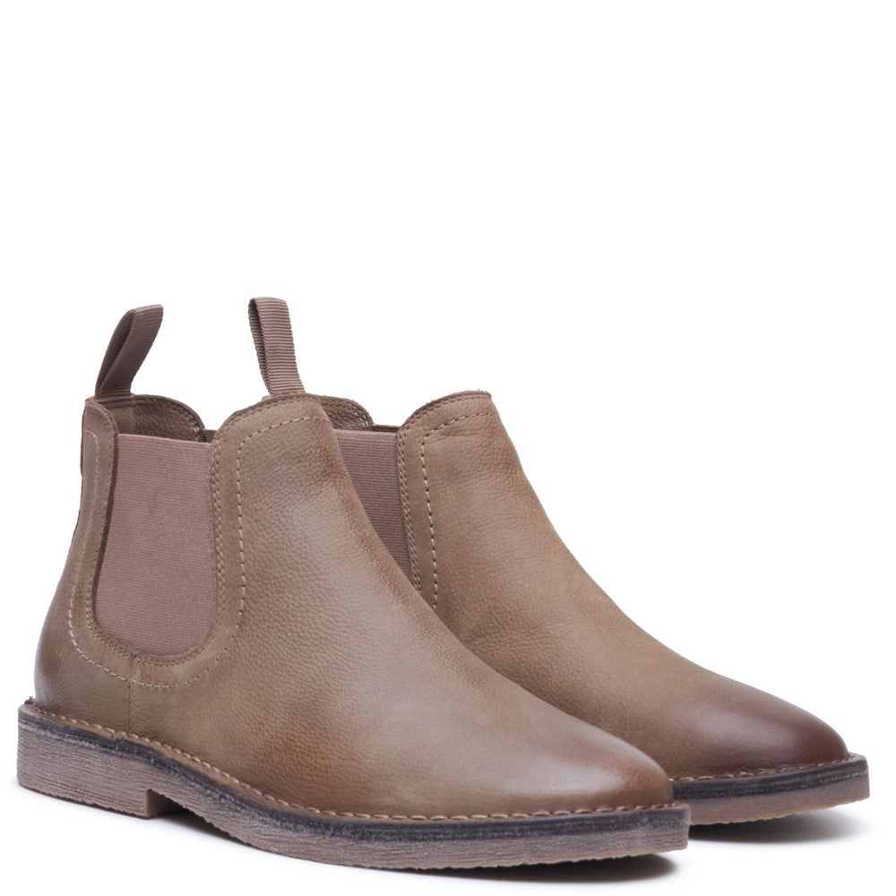 Mens Boots Stone Hush Puppies Shaun Leather Chelsea Boot