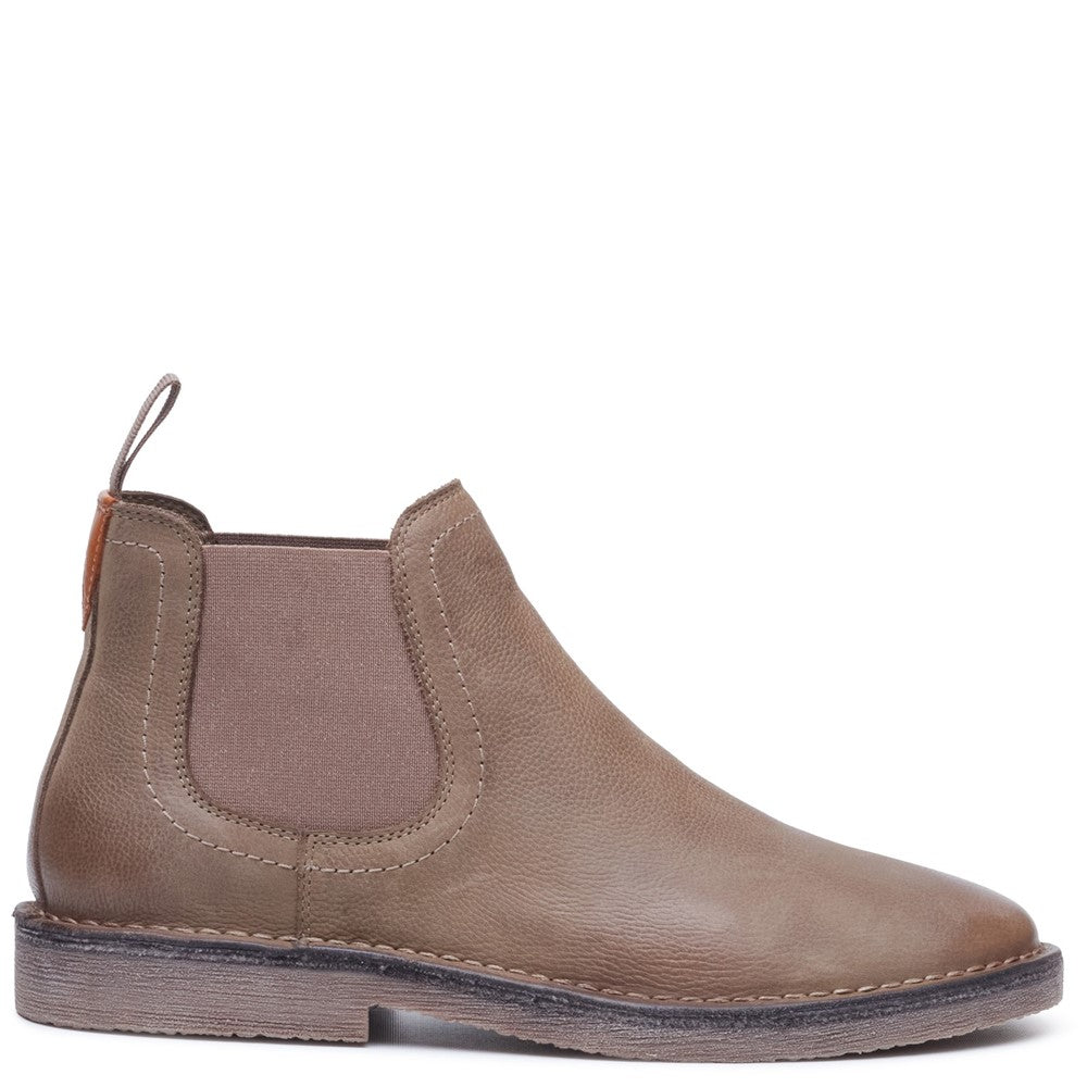 Mens Boots Stone Hush Puppies Shaun Leather Chelsea Boot