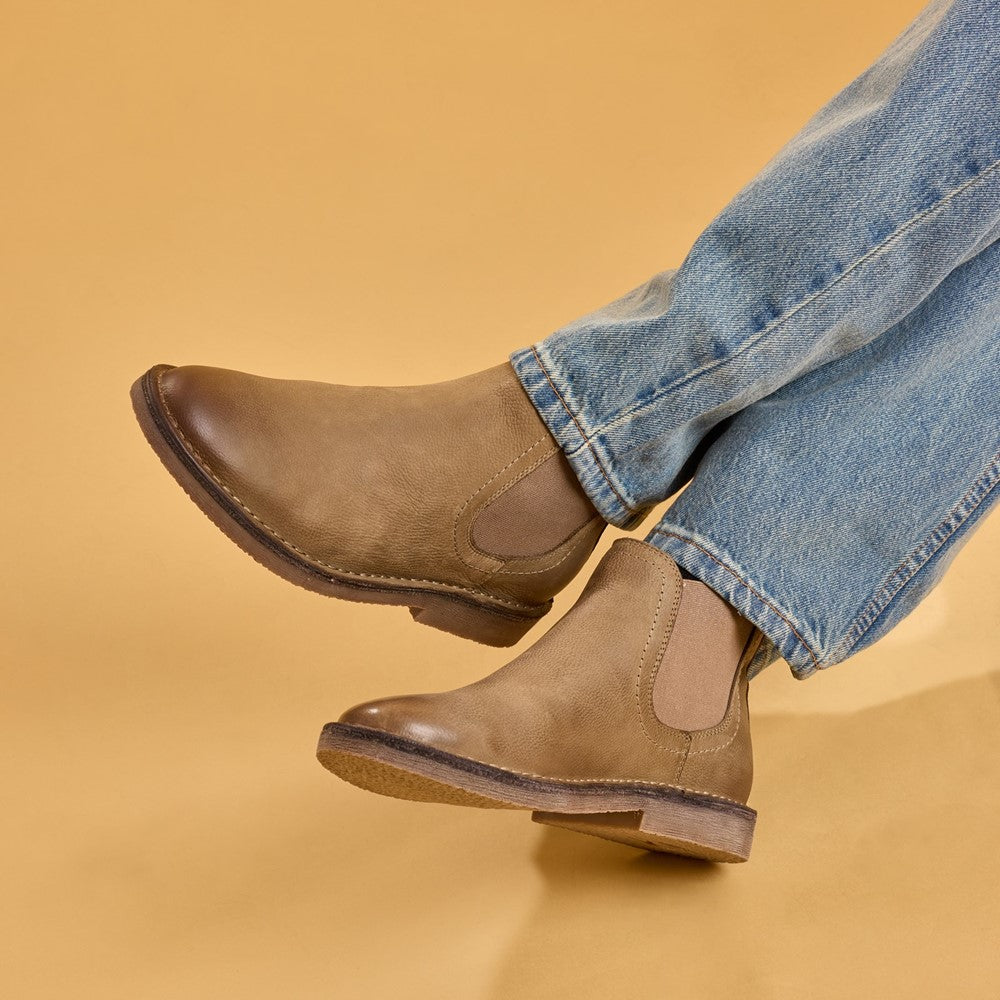 Mens Boots Stone Hush Puppies Shaun Leather Chelsea Boot