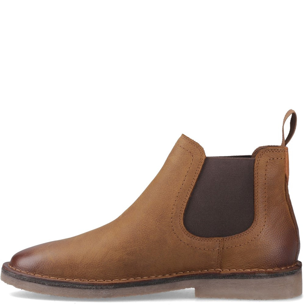 Mens Boots Tobacco Hush Puppies Shaun Leather Chelsea Boot