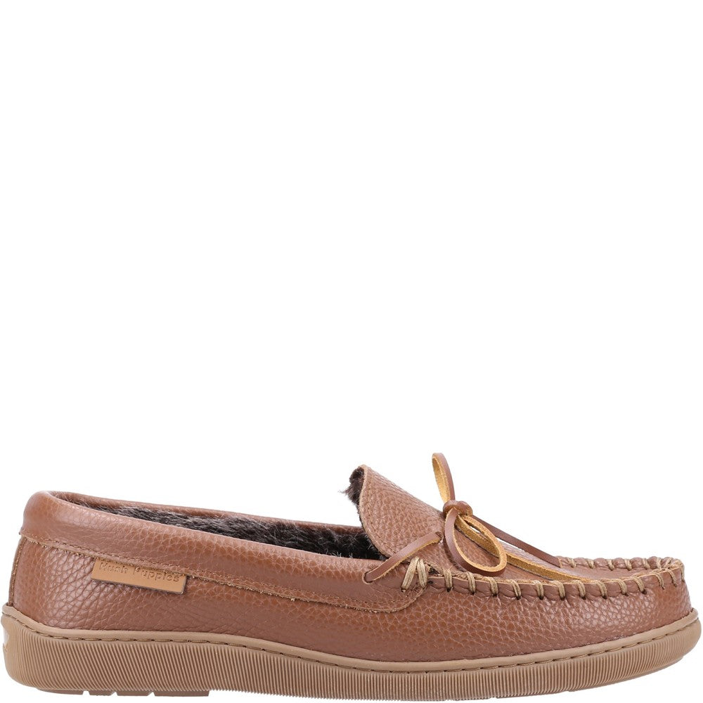 Classic Mens Slippers Tan Hush Puppies Ace Leather Slipper