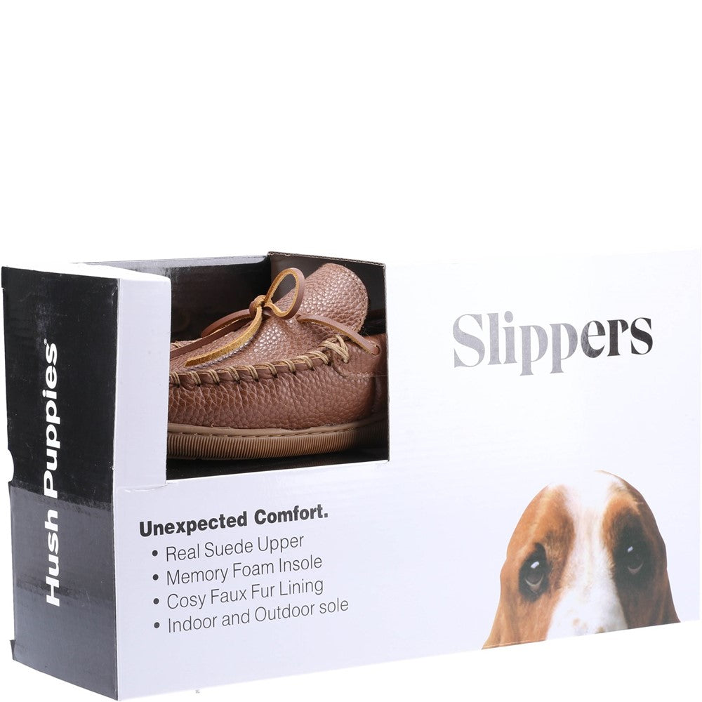 Classic Mens Slippers Tan Hush Puppies Ace Leather Slipper