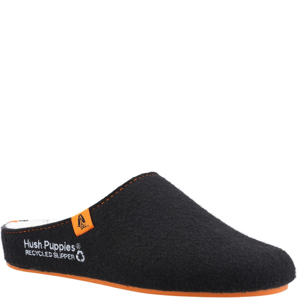 Classic Mens Slippers Black/Orange Hush Puppies The Good Slipper