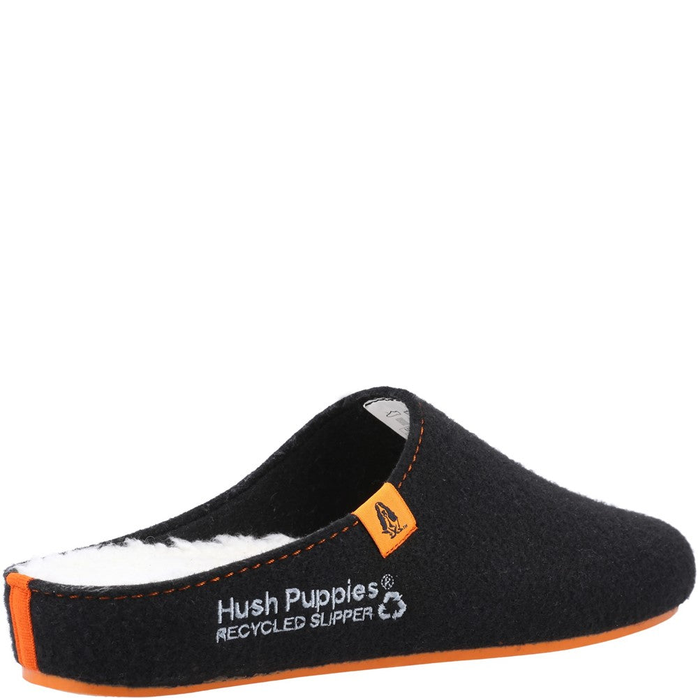 Classic Mens Slippers Black/Orange Hush Puppies The Good Slipper