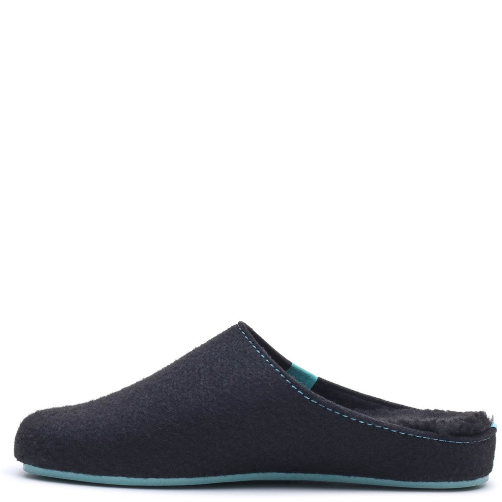 Classic Mens Slippers Black/Turquoise Hush Puppies The Good Slipper