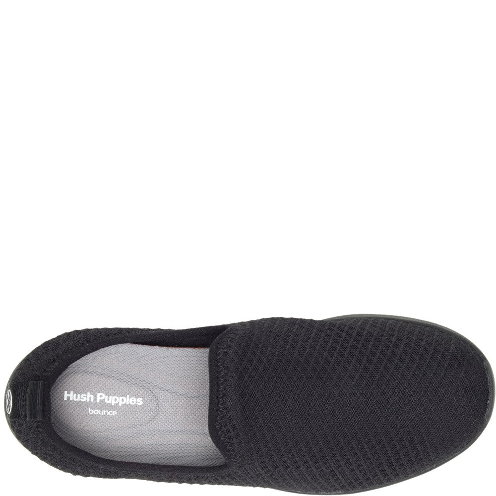 Ladies Sports Black Hush Puppies Good Shoe Slip On